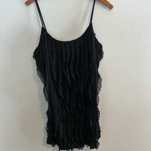 Seductions large Black Ruffled Spaghetti Strap tank top